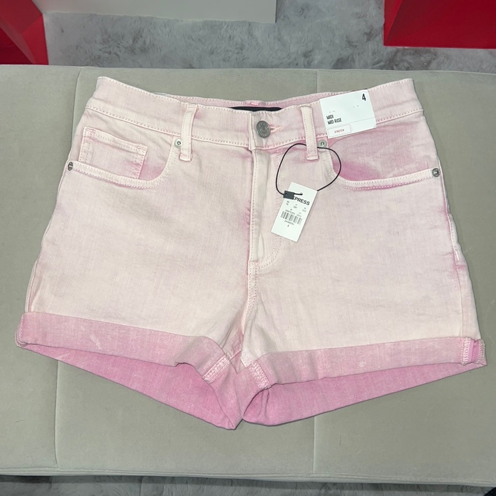 Express pink denim shorts